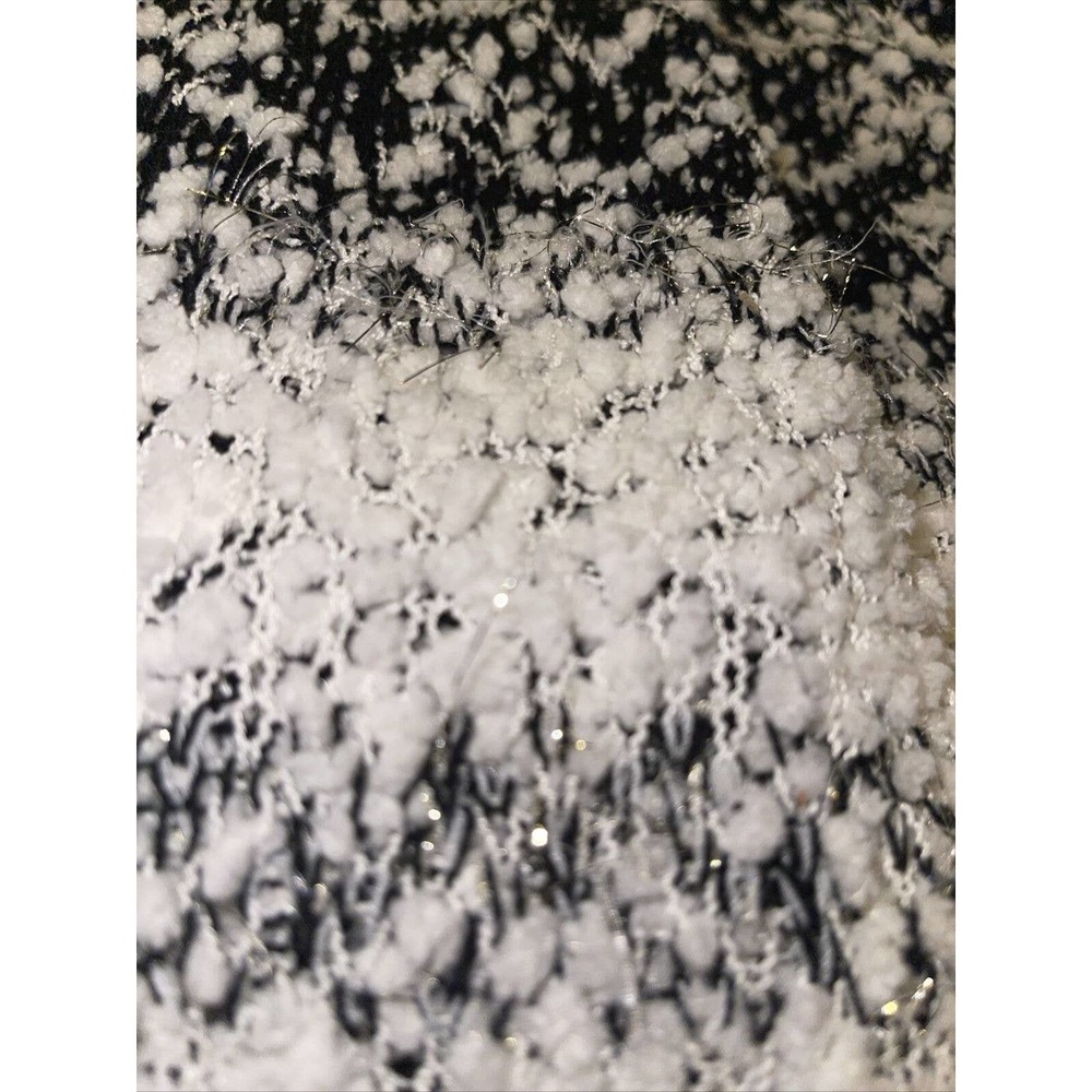 Solitaire By Ravi Khos LA Size Lar. Open Front Long Cardigan Sparkle Cream & Blk - Picture 3 of 9